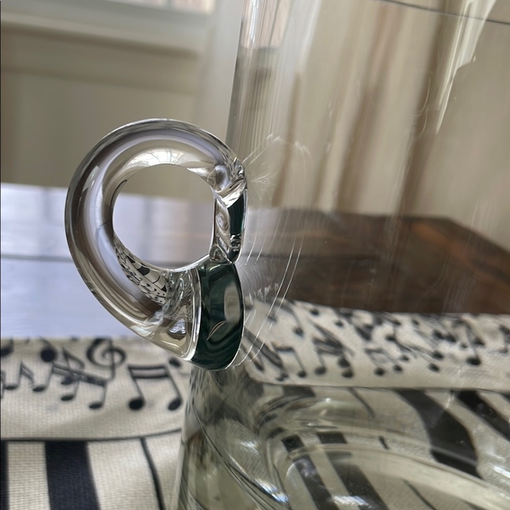 Mid Century Bubble Handblown Glass Ice Bucket Bar Accessory with Elegant Handles - Picture 3 of 8